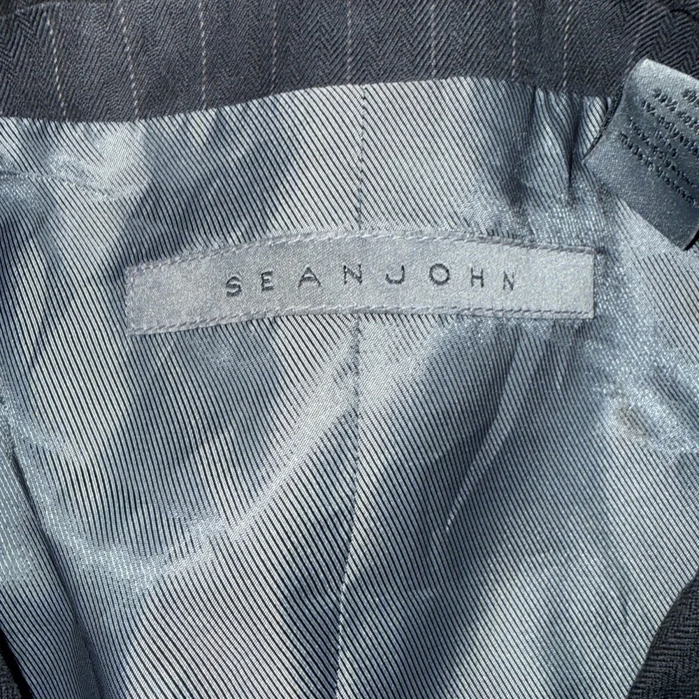Sean John Pinstripe Dress Button-Down Vest Men's Size XXL Black-and-Grey Striped